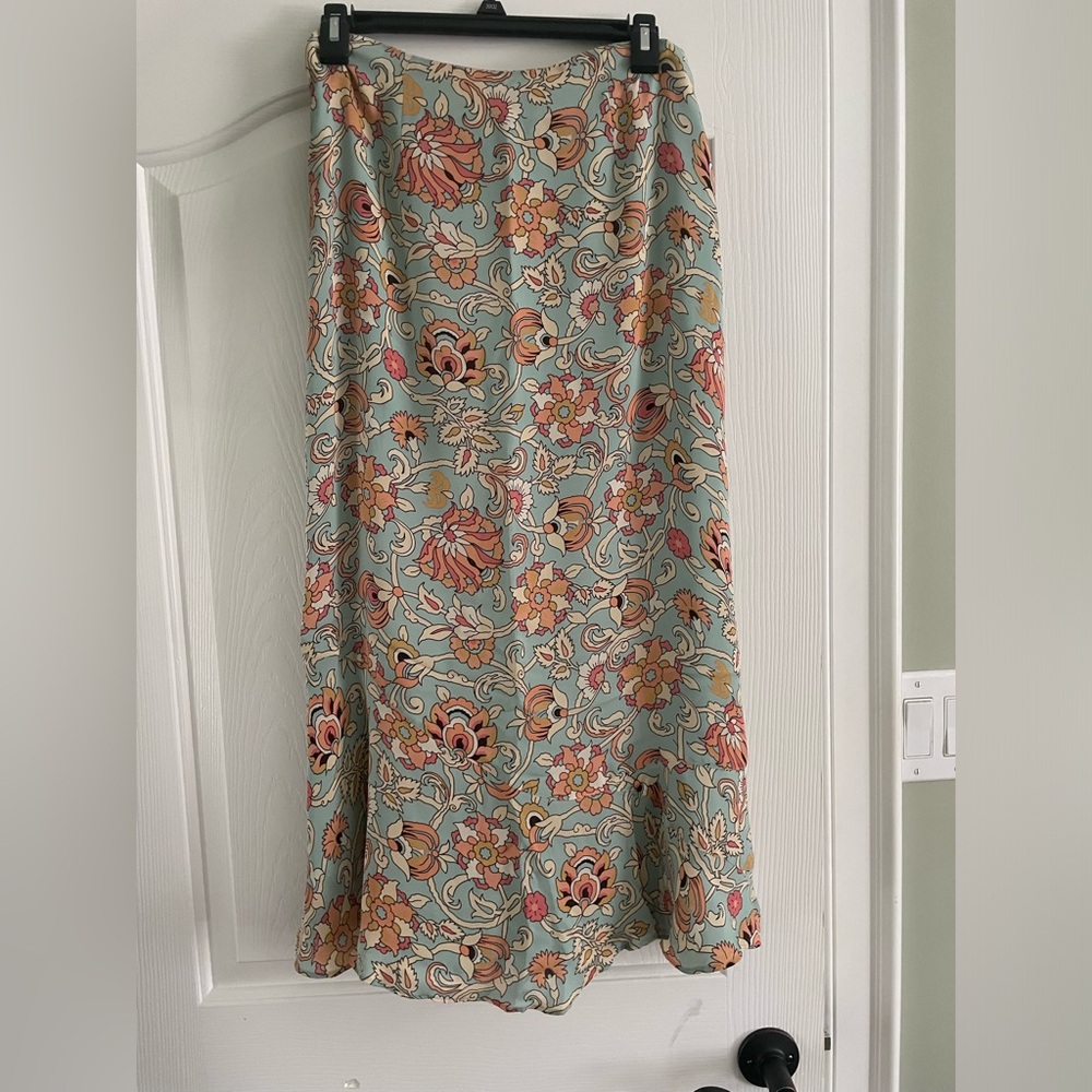 Harold’s size 4 midi/maxi skirt; orange, blue, pink, cream